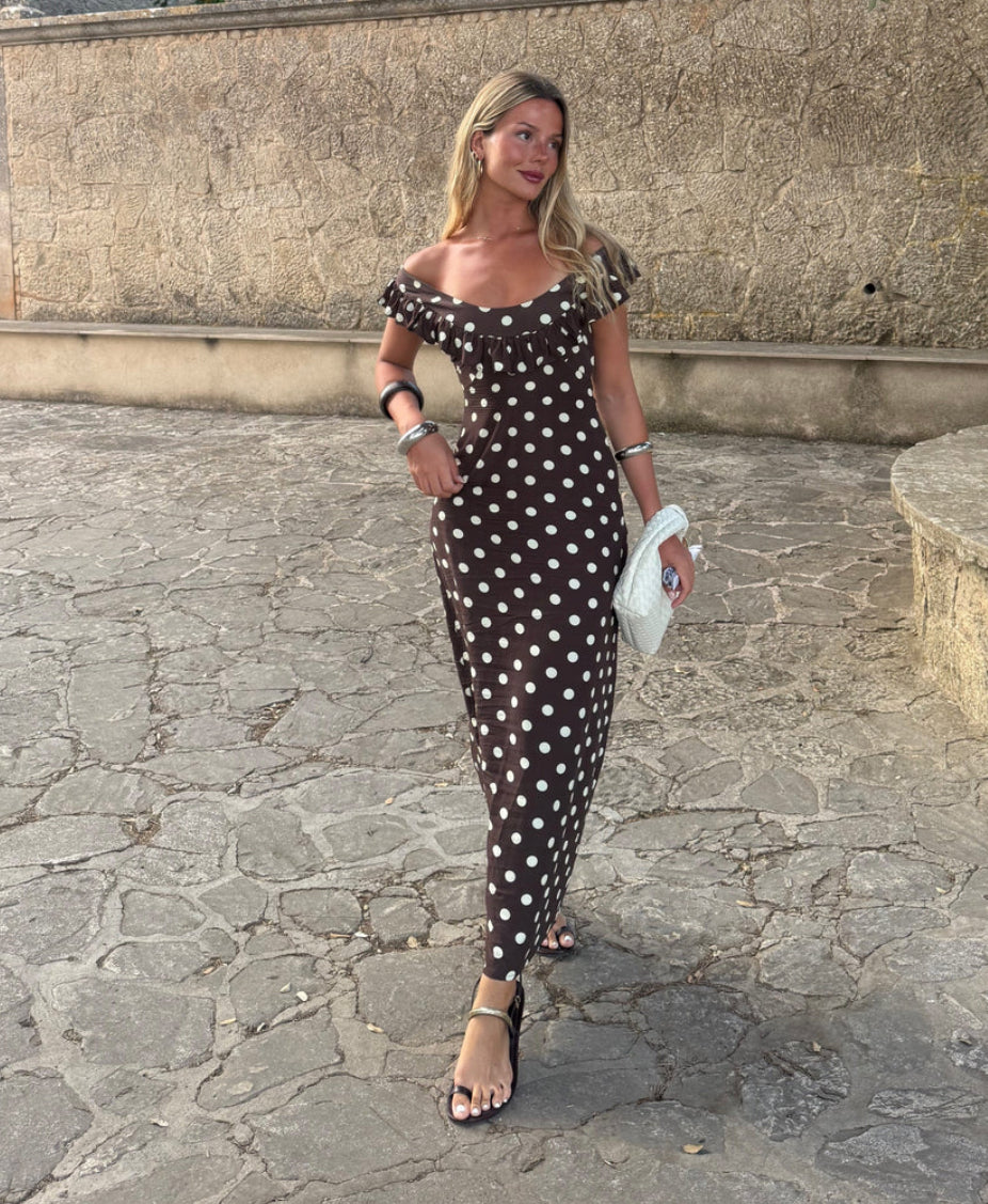 Design by Si Luna dress with polka dots Brown/yellow size 10