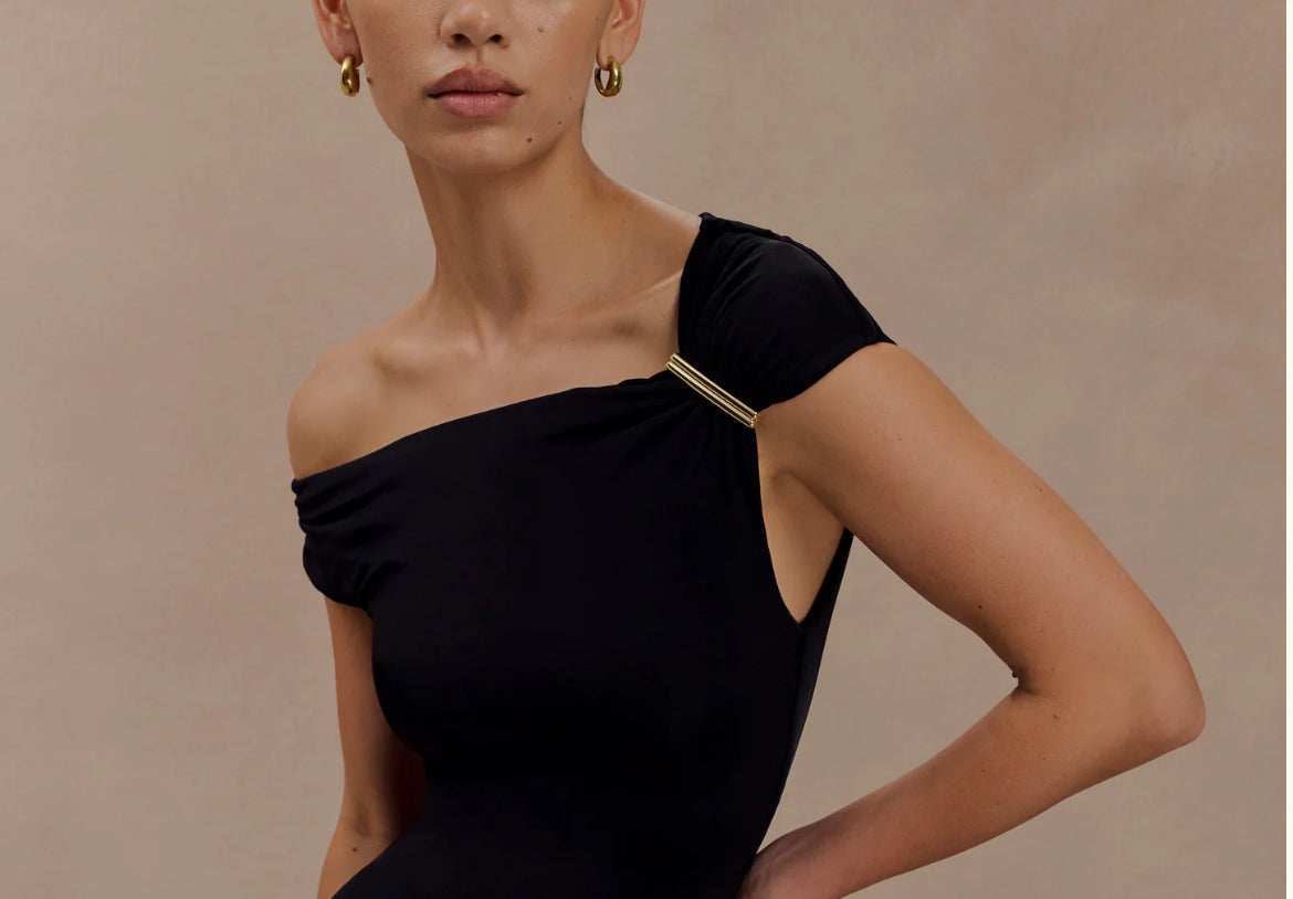 Kinsley Slinky Maxi Dress With Hardware Black