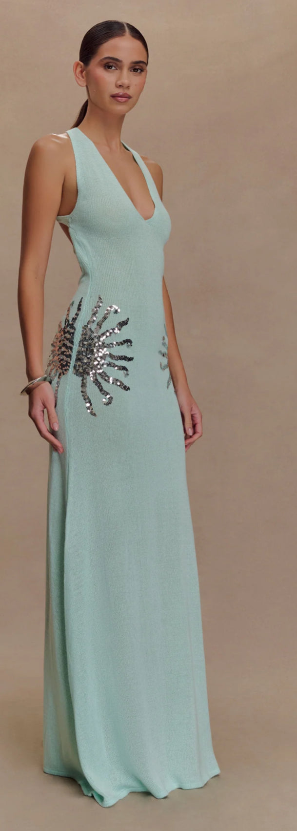 Ellington Knit Maxi Dress With Sequin - Lagoon