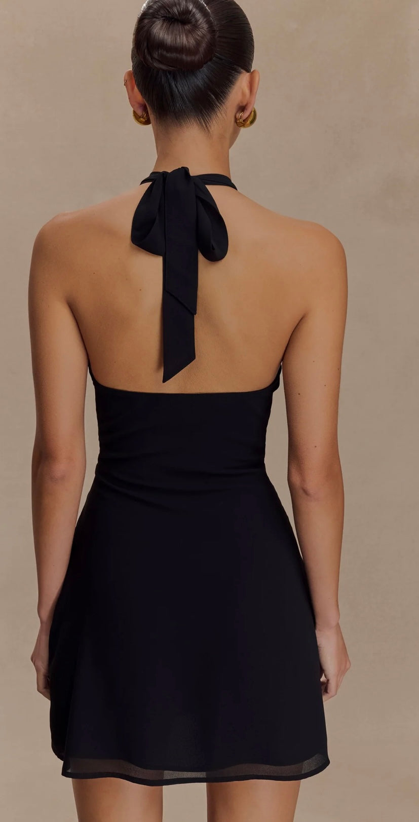 Malakhai Chiffon Halter Mini Dress Black