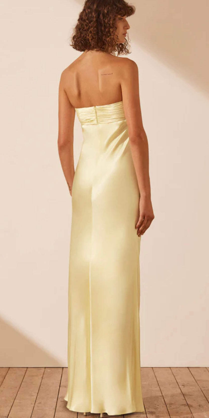 Shona Joy - La Lune Strapless Ruched Maxi - Lemon