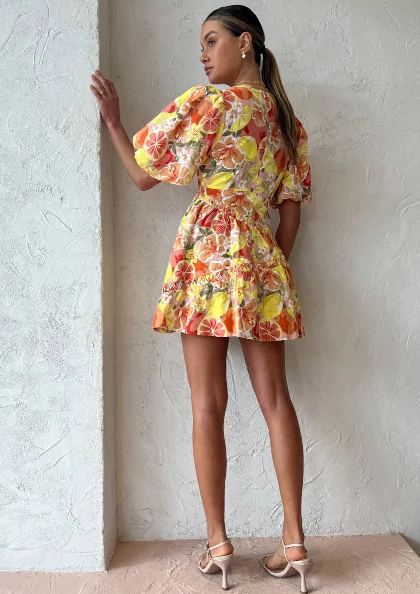 By Nicola - Sol Puff Sleeve Mini Dress - Size 6