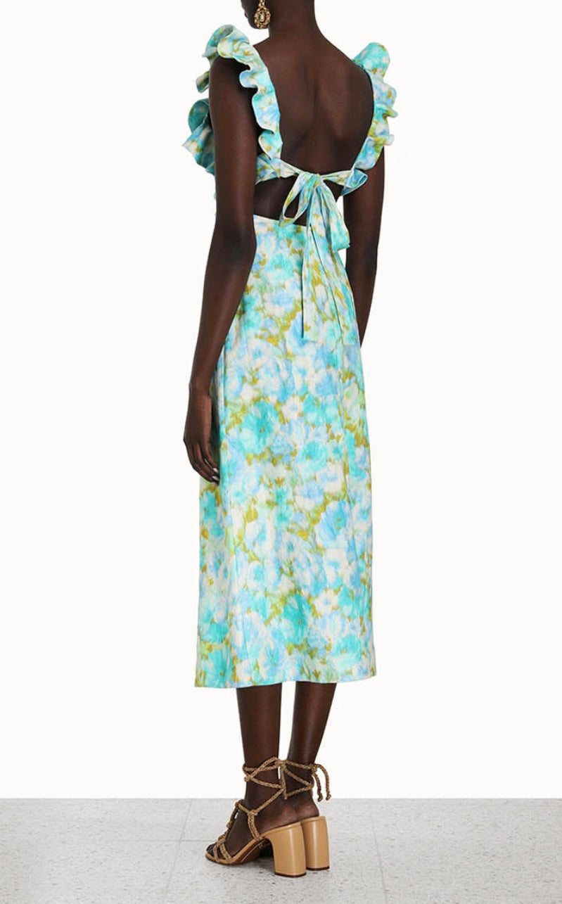 Zimmermann - High Tide Frilled Midi - size 1 (8-10)