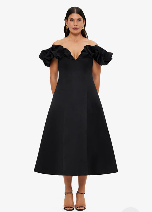 Leo Lin Annie Off Shoulder Frill Midi