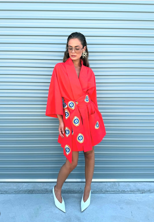 La Bohème Girls - Nirvana Robe Dress Tangerine Evil Eye - size S/M(6-12)