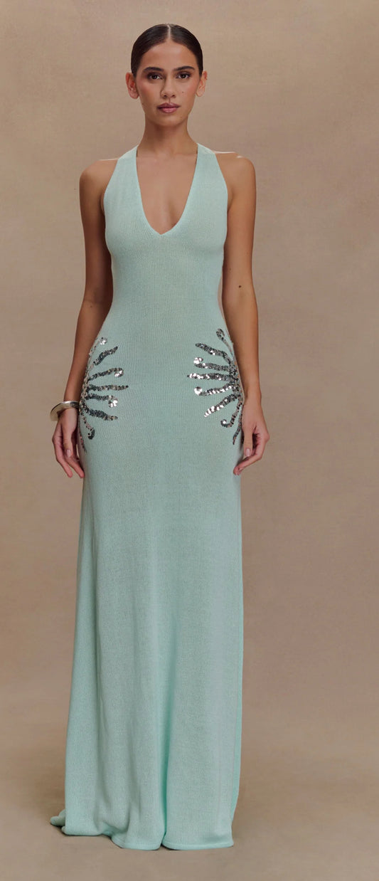 Ellington Knit Maxi Dress With Sequin - Lagoon