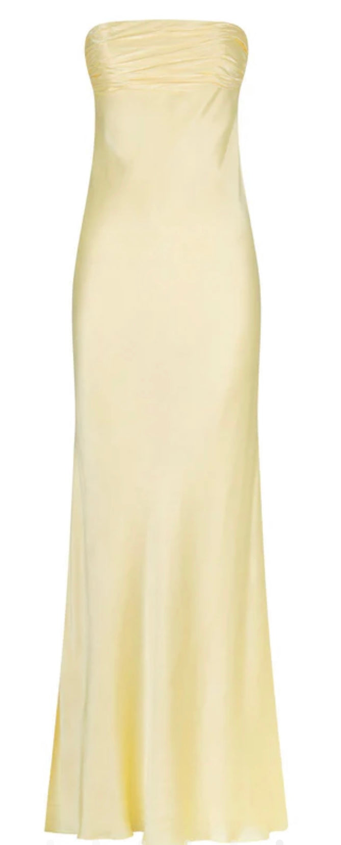 La Lune Strapless Ruched Bodice Maxi Dress, Lemon