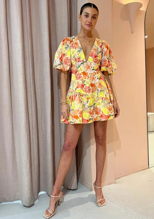 By Nicola - Sol Puff Sleeve Mini Dress - Size 6